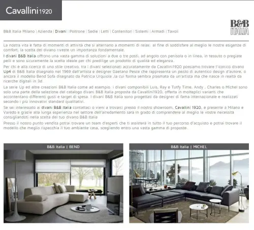 Divani B&B Italia a Milano? Scopri l’offerta di Cavallini 1920